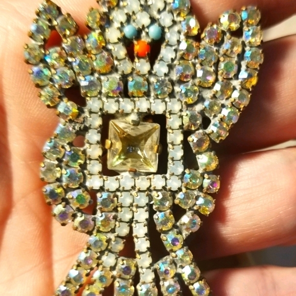 CZECH GLASS Angel Brooch Vintage And LARGE - Picture 6 of 7